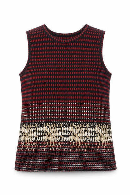 Pleat Pleat Womens Multicoloured Geometric Polyester Basic Tank Size S Round Neck