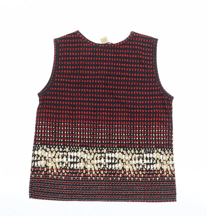 Pleat Pleat Womens Multicoloured Geometric Polyester Basic Tank Size S Round Neck