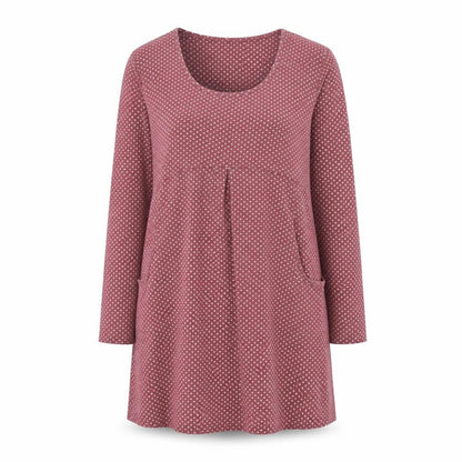 Brantree Womens Pink Polka Dot Bamboo A-Line Size L Round Neck Pullover