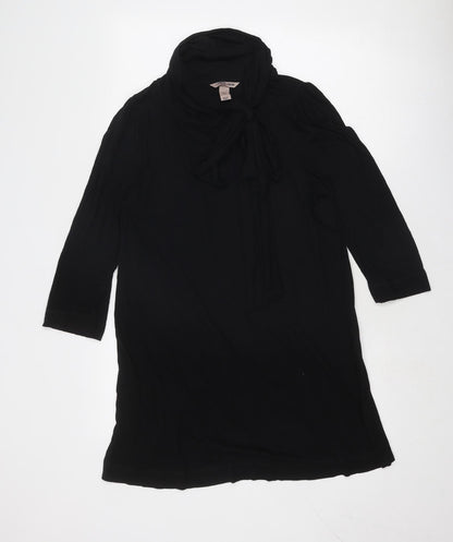 H&M Womens Black Cotton A-Line Size 14 Round Neck Tie
