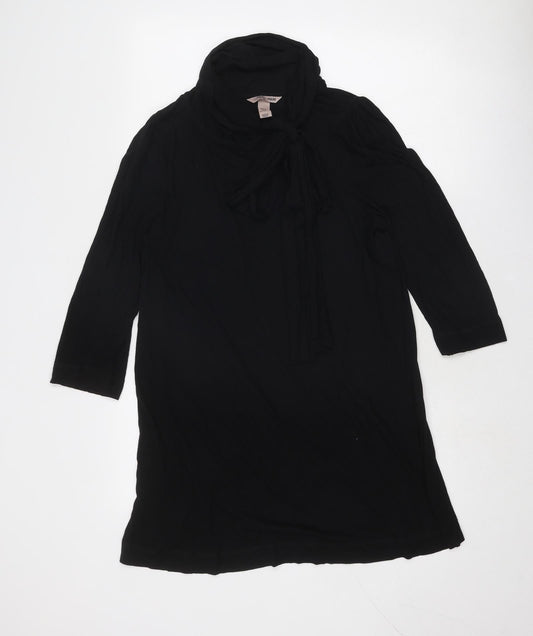 H&M Womens Black Cotton A-Line Size 14 Round Neck Tie
