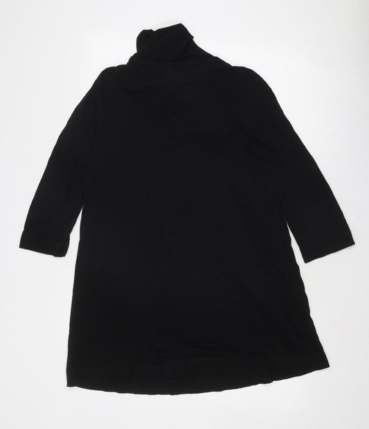 H&M Womens Black Cotton A-Line Size 14 Round Neck Tie