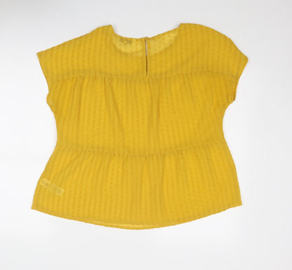 Womens UK Size 10 NEXT Yellow Basic Blouse