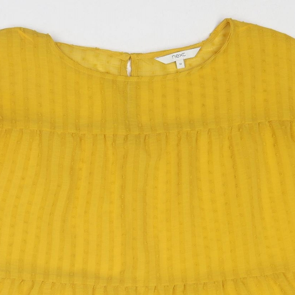 Womens UK Size 10 NEXT Yellow Basic Blouse