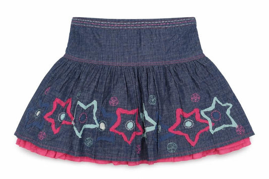 John Lewis Girls Blue Geometric Cotton Skater Skirt Size 12 Years Regular Zip