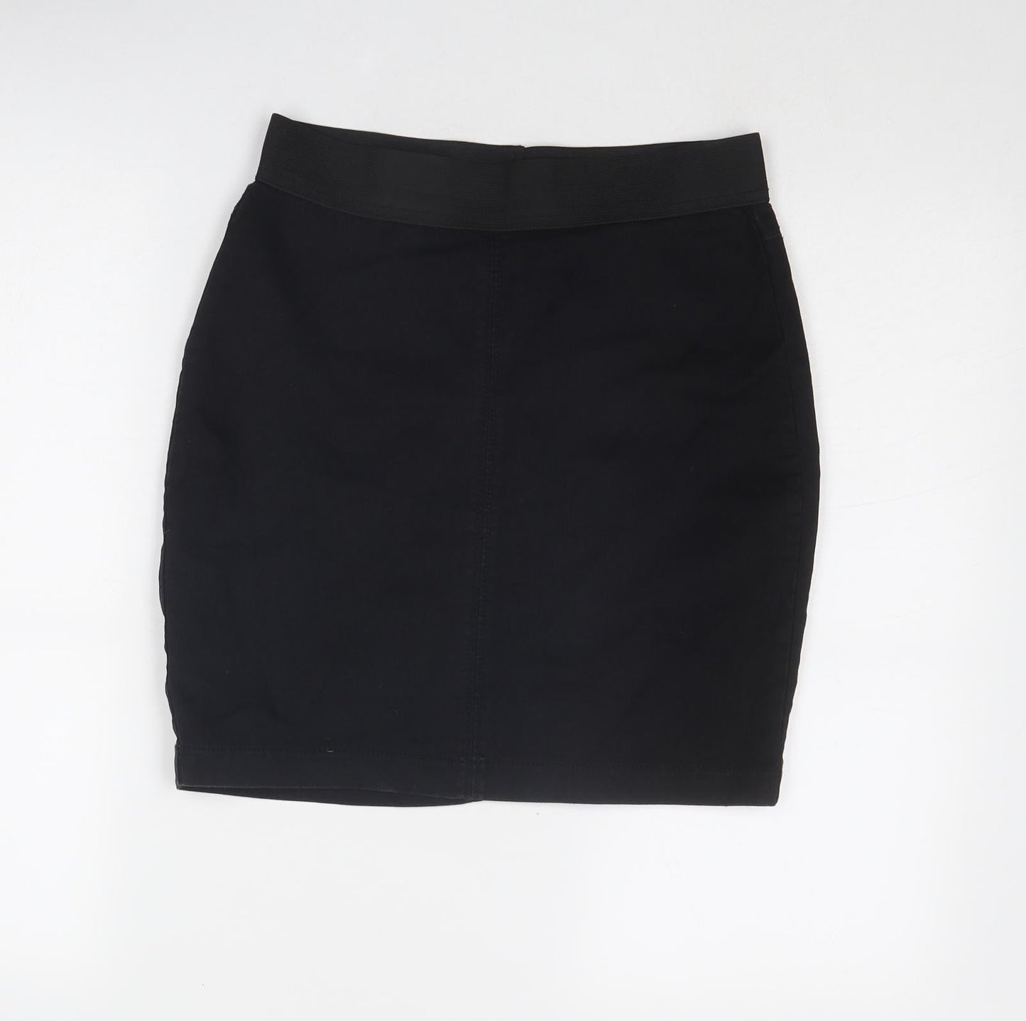 Marks and Spencer Womens Black Cotton A-Line Skirt Size 8