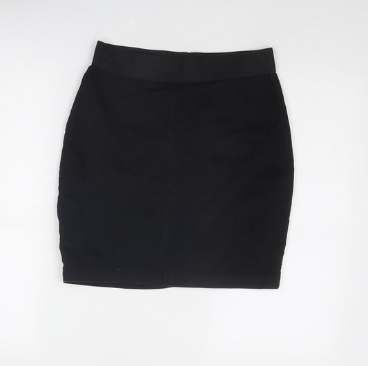 Marks and Spencer Womens Black Cotton A-Line Skirt Size 8