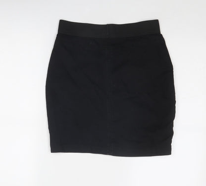 Marks and Spencer Womens Black Cotton A-Line Skirt Size 8