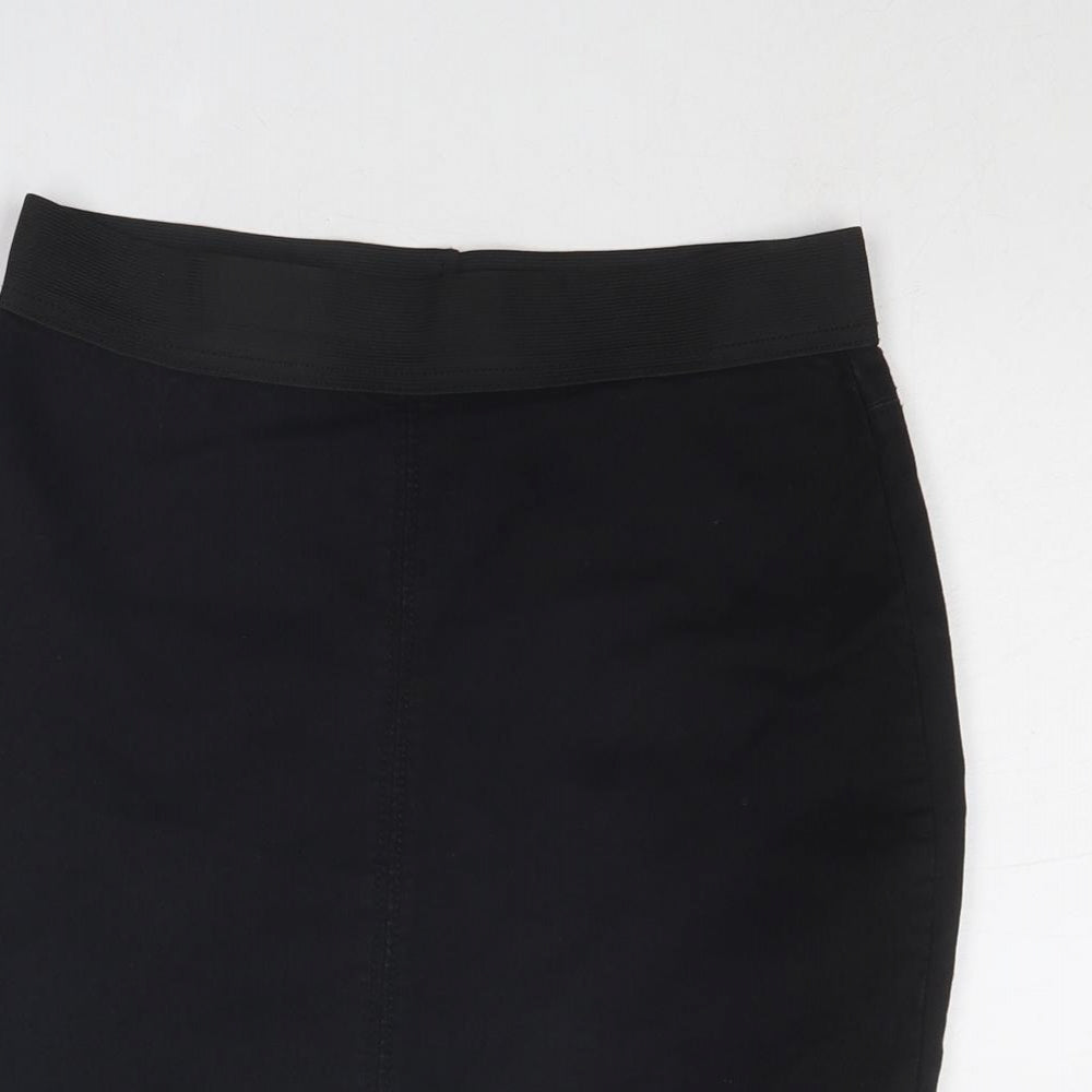 Marks and Spencer Womens Black Cotton A-Line Skirt Size 8