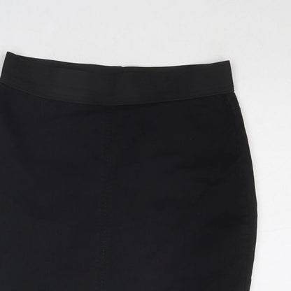 Marks and Spencer Womens Black Cotton A-Line Skirt Size 8