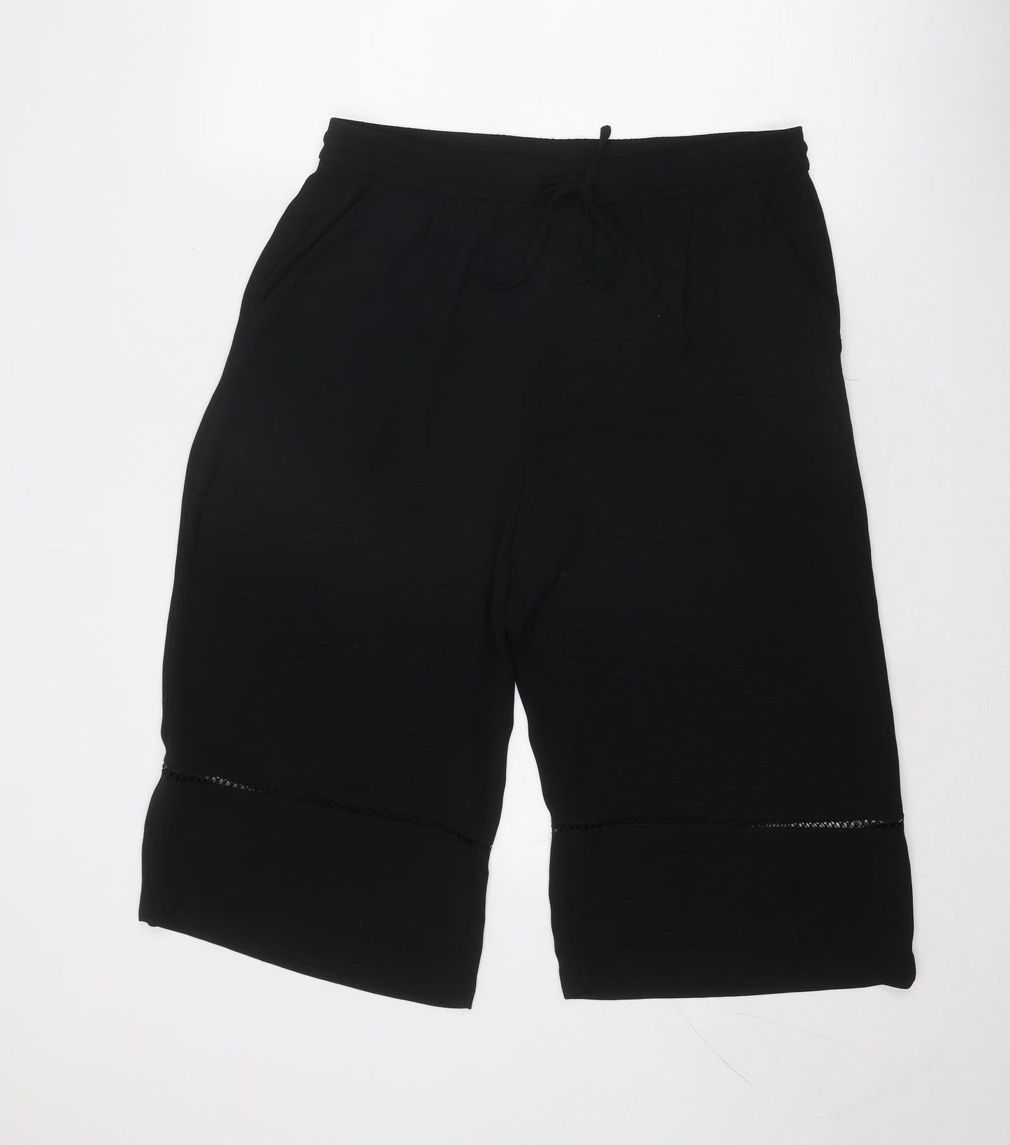 Womens UK Size L Zara Regular Fit Cropped Black Trousers