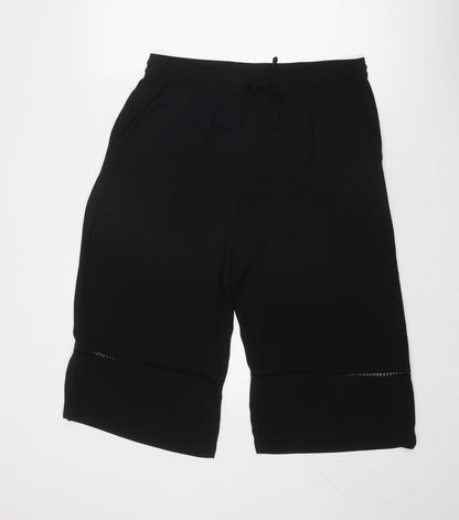 Womens UK Size L Zara Regular Fit Cropped Black Trousers