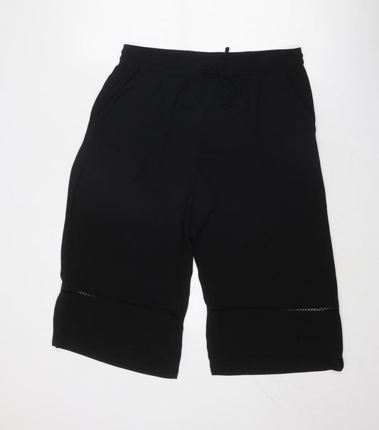 Womens UK Size L Zara Regular Fit Cropped Black Trousers