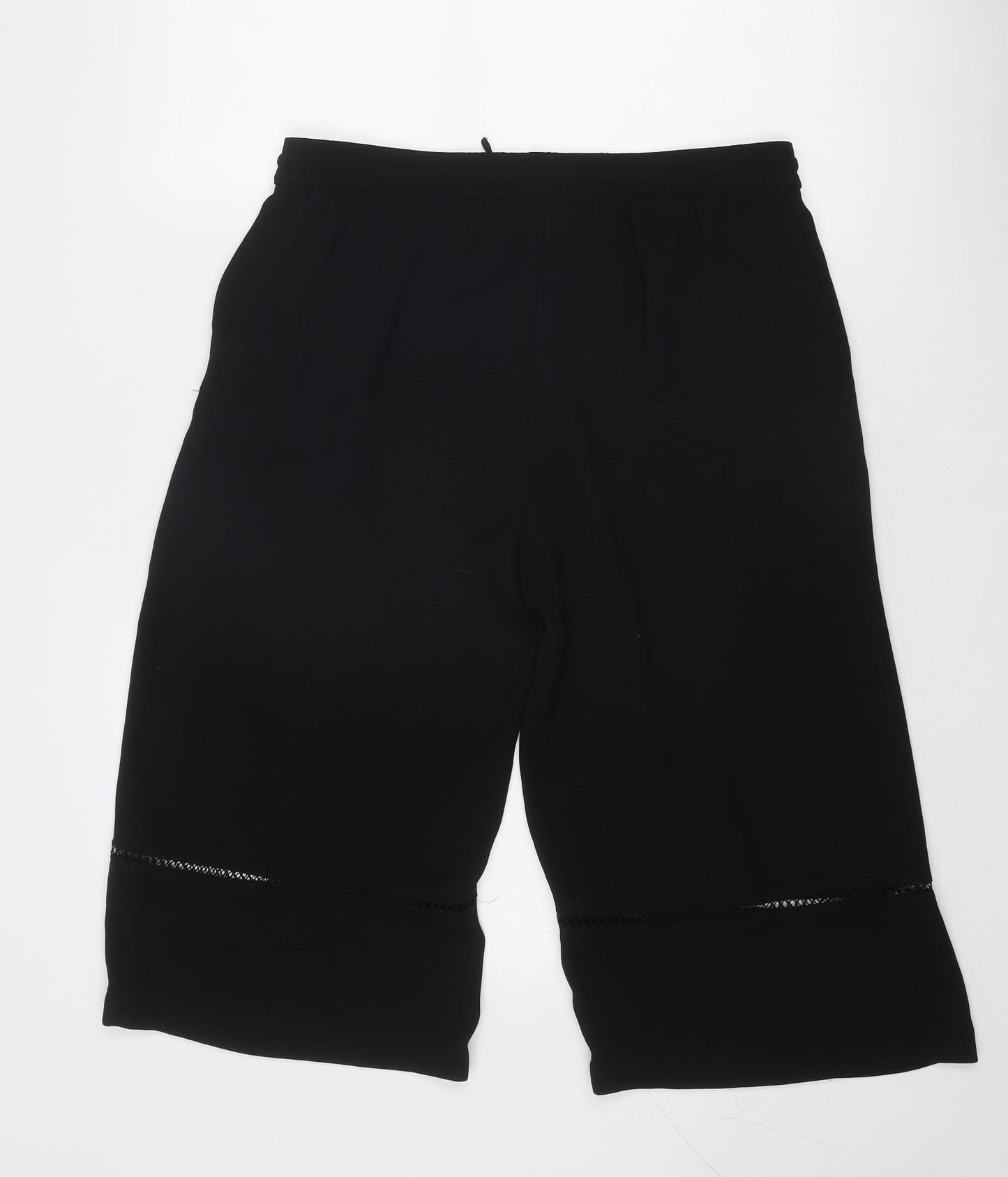 Womens UK Size L Zara Regular Fit Cropped Black Trousers
