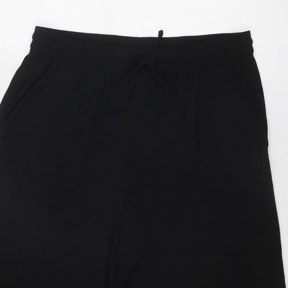 Womens UK Size L Zara Regular Fit Cropped Black Trousers