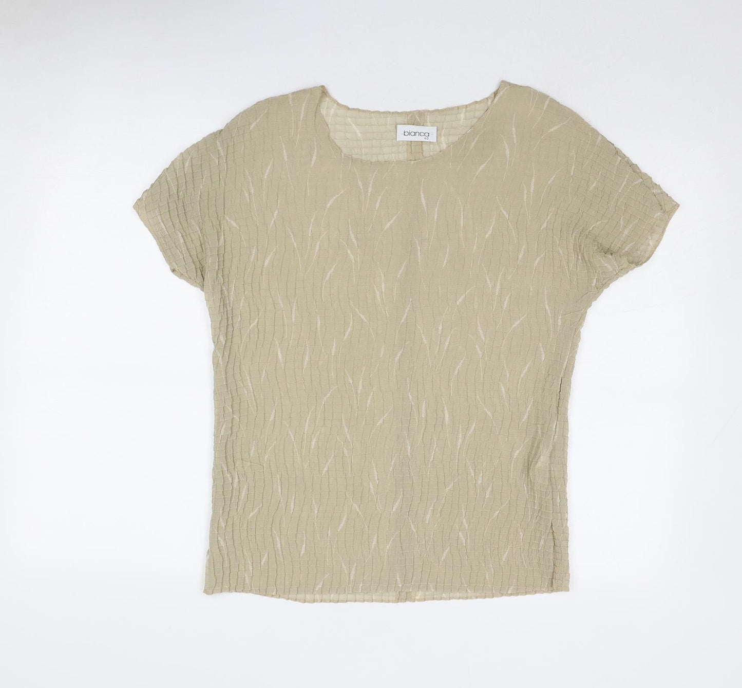 Womens UK Size 12 Bianca Beige Basic Blouse