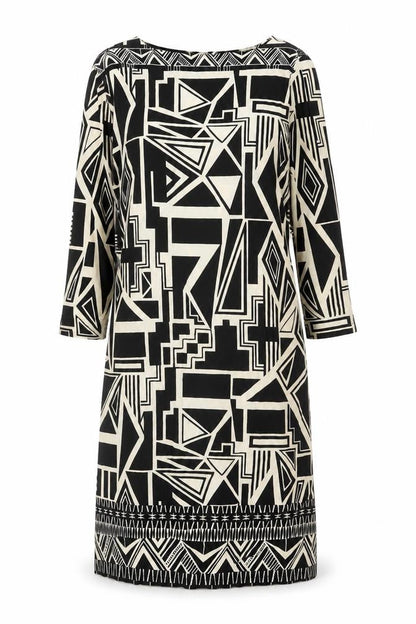 Wallis Womens Black Geometric Polyester A-Line Size S Round Neck Pullover