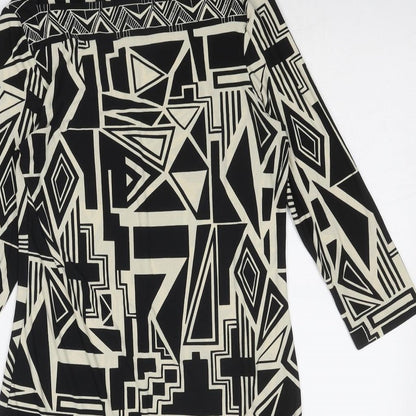 Wallis Womens Black Geometric Polyester A-Line Size S Round Neck Pullover