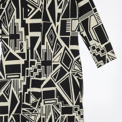 Wallis Womens Black Geometric Polyester A-Line Size S Round Neck Pullover