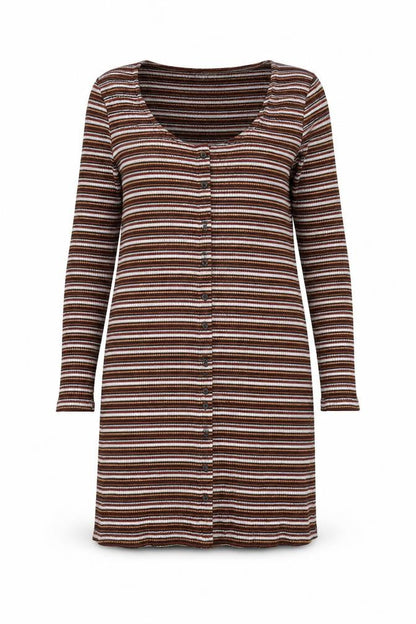 Topshop Womens Multicoloured Striped Polyester Shirt Dress Size 16 Round Neck Button