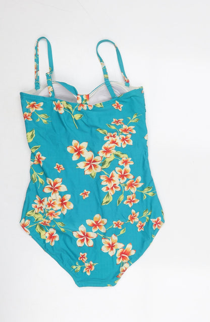 Bonmarché Womens Blue Floral Nylon One Piece Size 12