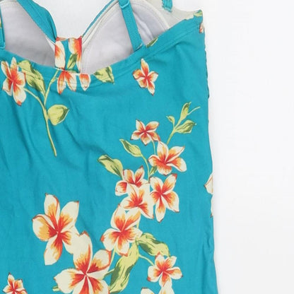 Bonmarché Womens Blue Floral Nylon One Piece Size 12