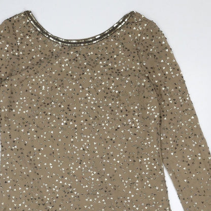 Phase Eight Womens Gold Polyester Shift Size 10 Round Neck Tie - Open Back