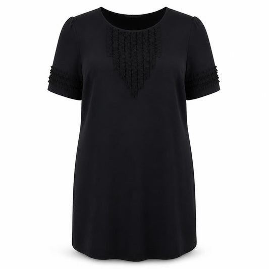 Front view of Autograph women’s black polyester a-line, size UK 14, round neck zip