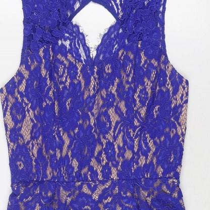 Oasis Womens Blue Polyamide Shift Size 14 V-Neck Zip