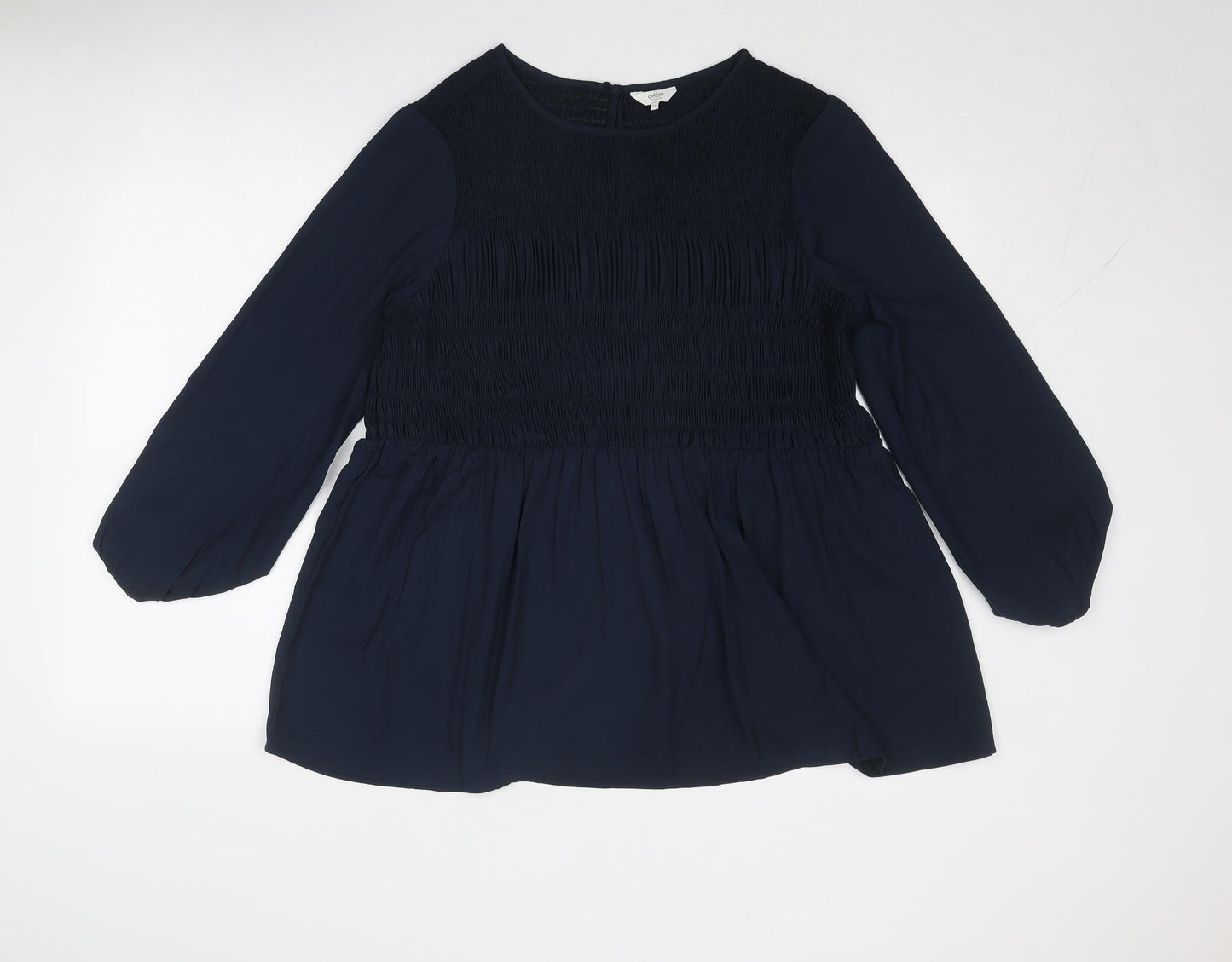 Cotton Traders Womens Blue Polyester Basic Blouse Size 12 Round Neck