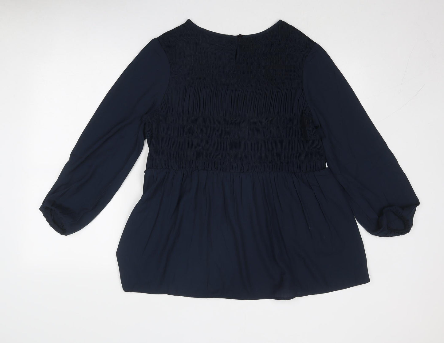 Cotton Traders Womens Blue Polyester Basic Blouse Size 12 Round Neck