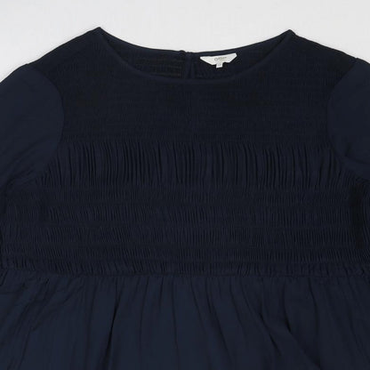 Cotton Traders Womens Blue Polyester Basic Blouse Size 12 Round Neck