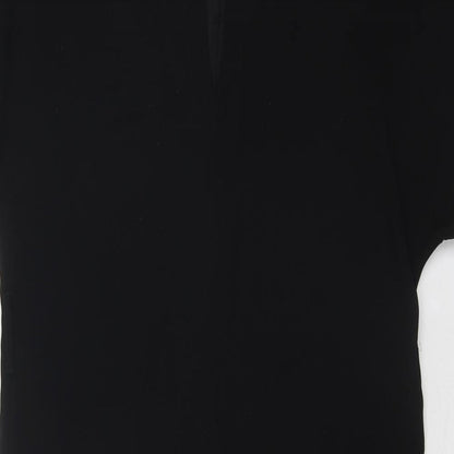 Topshop Womens Black Polyester T-Shirt Dress Size 8 V-Neck Pullover