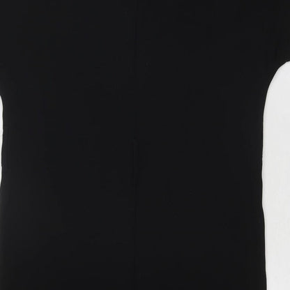 Topshop Womens Black Polyester T-Shirt Dress Size 8 V-Neck Pullover