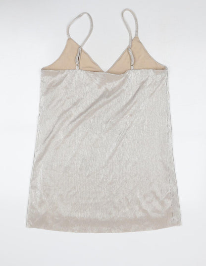 Divided by H&M Womens Silver Polyester Mini Size M V-Neck Pullover - Metallic