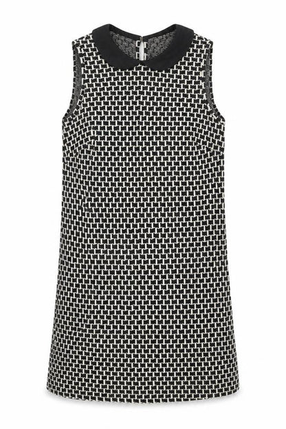 Henry Holland Womens Black Geometric Cotton Shift Size 6 Collared Button