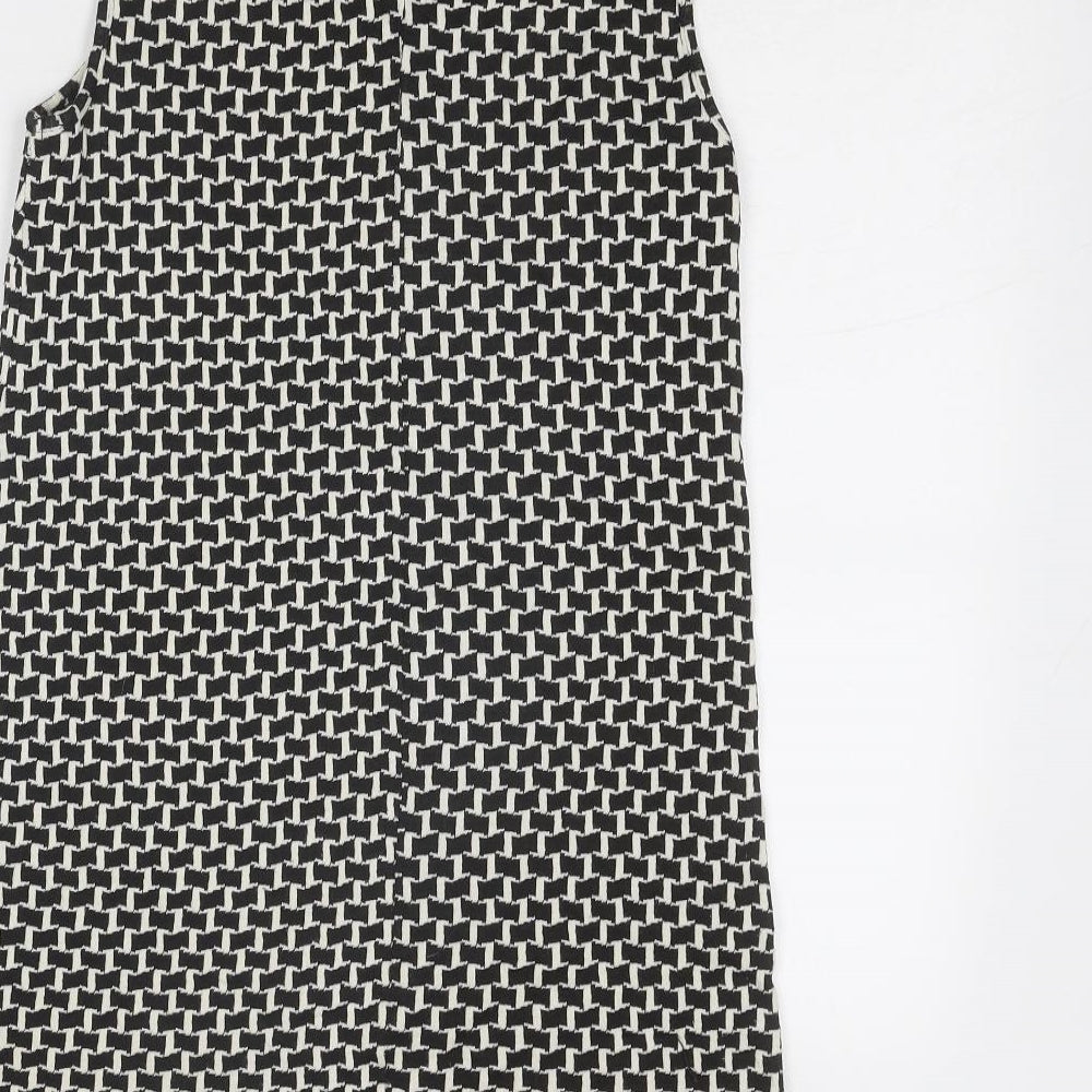 Henry Holland Womens Black Geometric Cotton Shift Size 6 Collared Button