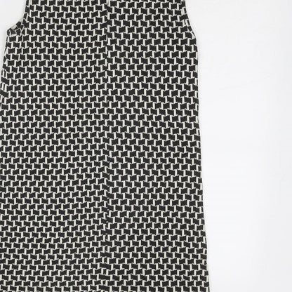 Henry Holland Womens Black Geometric Cotton Shift Size 6 Collared Button