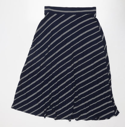 Marks and Spencer Womens Blue Striped Viscose Swing Skirt Size 12