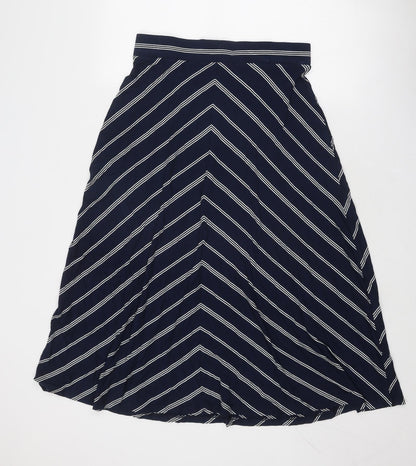 Marks and Spencer Womens Blue Striped Viscose Swing Skirt Size 12