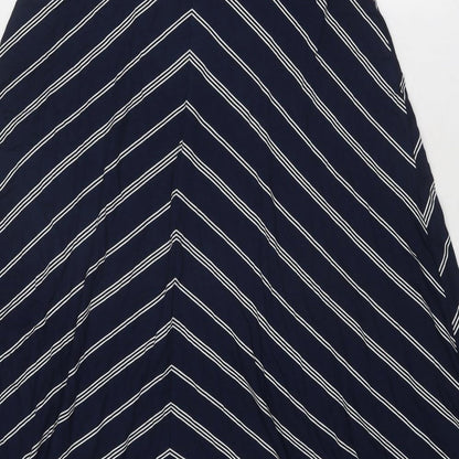 Marks and Spencer Womens Blue Striped Viscose Swing Skirt Size 12