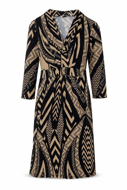 Debenhams Womens Black Geometric Viscose Sheath Size 10 V-Neck Pullover
