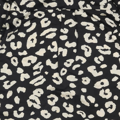 JS Millennium Womens Black Animal Print Polyester Basic Button-Up Size S Collared - Leopard Pattern