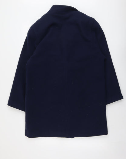 NuAge Womens Blue Pea Coat Coat Size 12 Button
