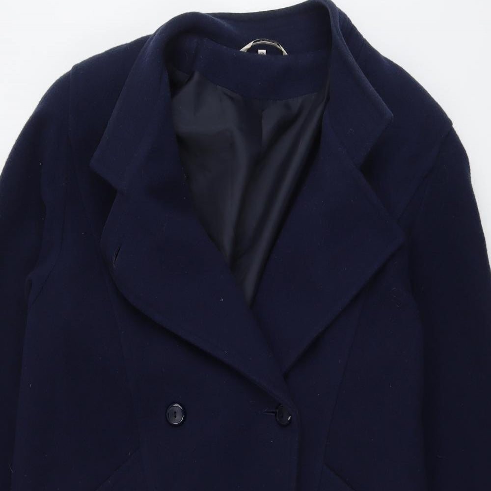 NuAge Womens Blue Pea Coat Coat Size 12 Button