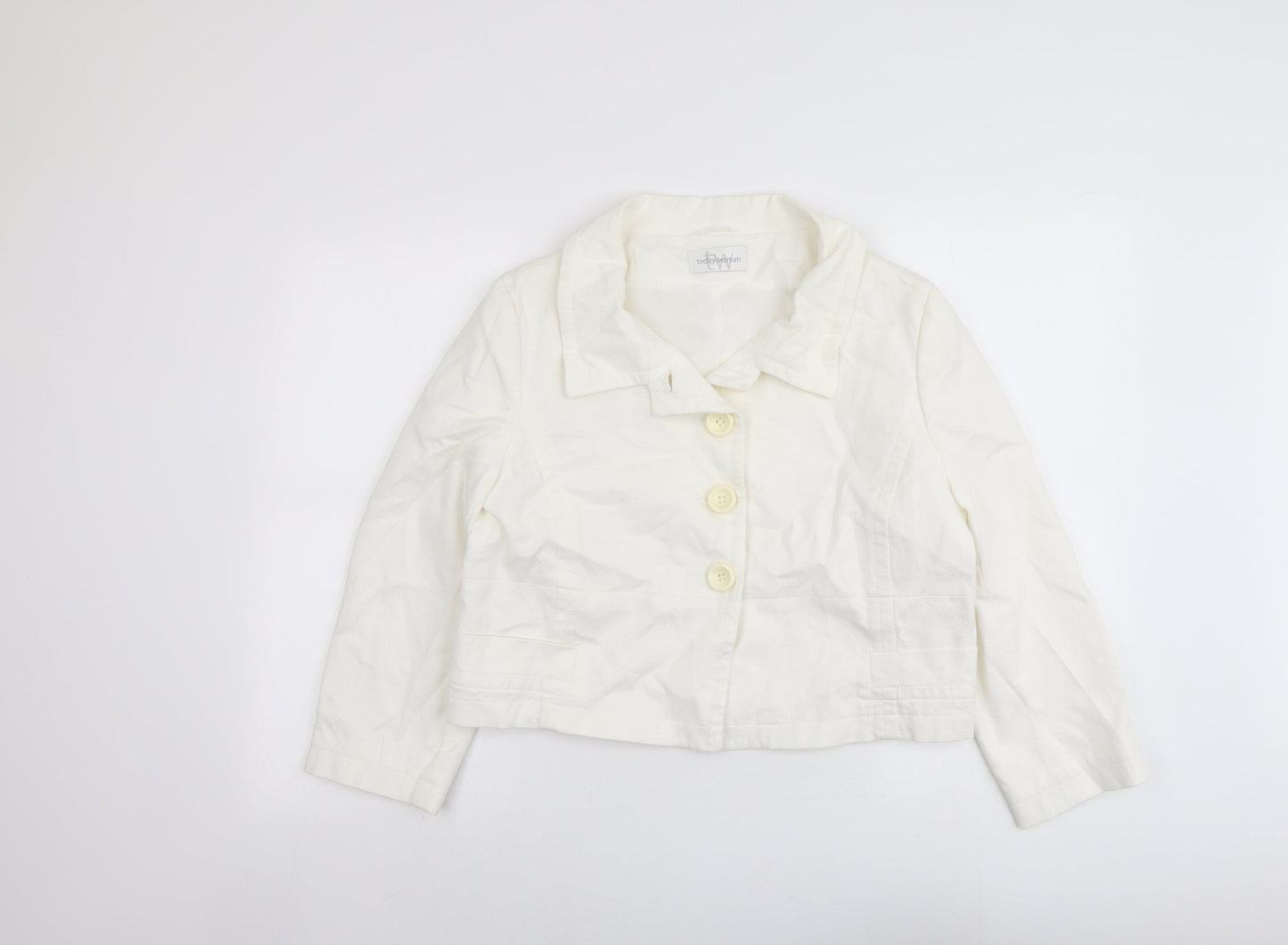 Todays Woman Womens Ivory Jacket Blazer Size 16 Button