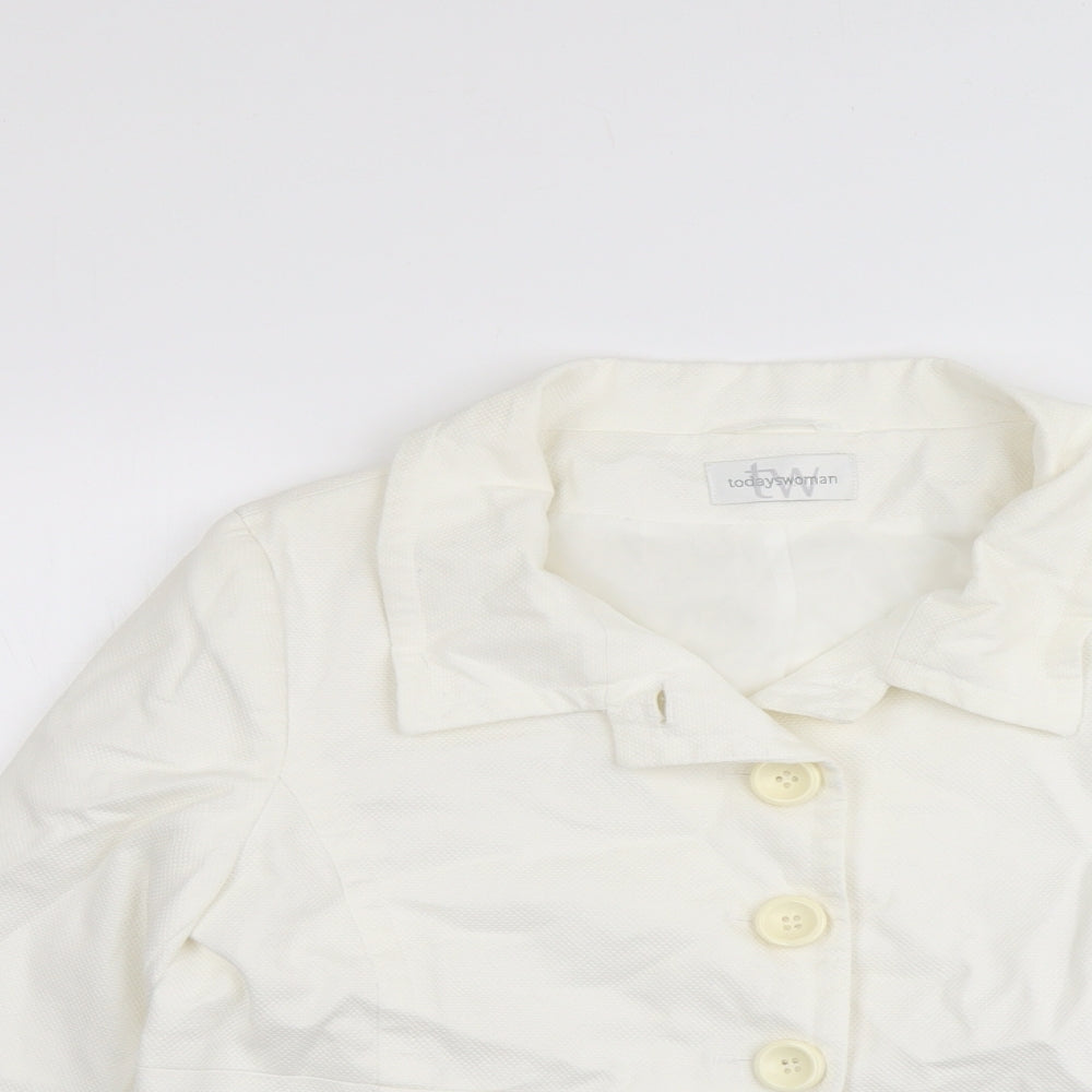 Todays Woman Womens Ivory Jacket Blazer Size 16 Button