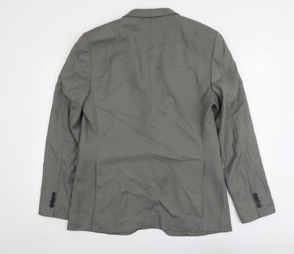 Zara Mens Grey Polyester Jacket Suit Jacket Size 42 Regular