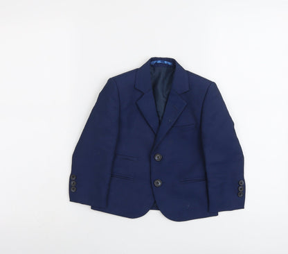 Additional front view of Creon Previs boys’ blue jacket blazer, size 2, years button