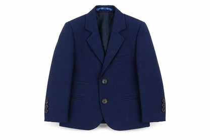 Front view of Creon Previs boys’ blue jacket blazer, size 2, years button